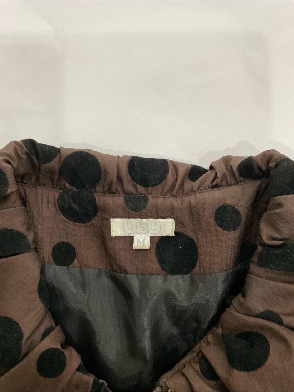 UBU Polka Dot Drawstring Utility Jacket in Brown and Black - Picture 9 of 9